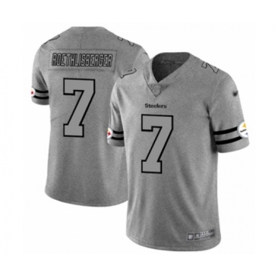 Men's Pittsburgh Steelers #7 Ben Roethlisberger Limited Gray Team Logo Gridiron Football Jersey - Ujersey