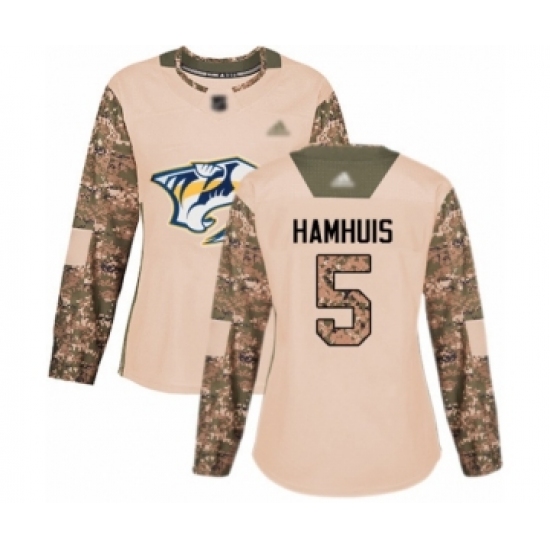 Women's Nashville Predators #5 Dan Hamhuis Authentic Camo Veterans Day Practice Hockey Jersey - Ujersey