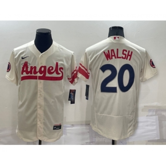 Men's Los Angeles Angels #20 Jared Walsh Cream 2022 City Connect Flex Base Stitched Jersey - Ujersey