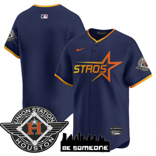 Men's Houston Astros Blank Navy 2025 City Connect Limited Stitched Baseball Jersey - Ujersey