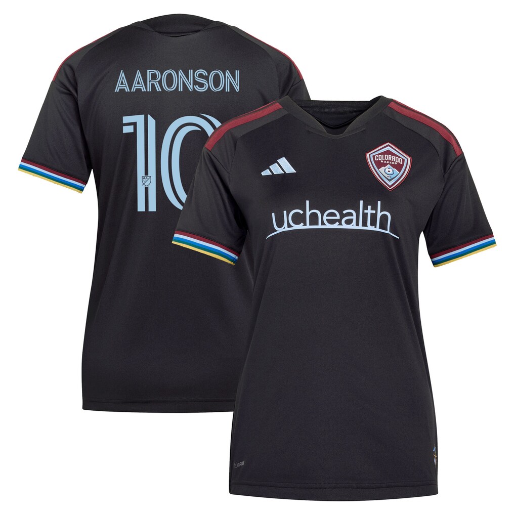 Women's Colorado Rapids Paxten Aaronson adidas Black 2026 Colorful Colorado Replica Jersey - Ujersey