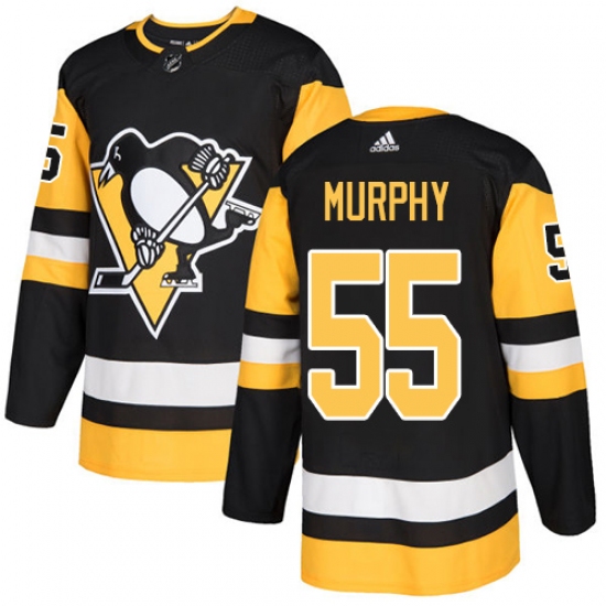Men's Adidas Pittsburgh Penguins #55 Larry Murphy Authentic Black Home NHL Jersey - Ujersey