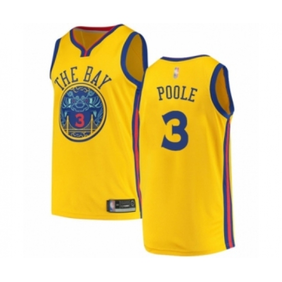 Women's Golden State Warriors #3 Jordan Poole Swingman Gold Basketball Jersey - City Edition - Ujersey