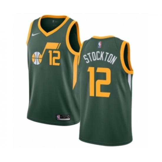Youth Nike Utah Jazz #12 John Stockton Green Swingman Jersey - Earned Edition - Ujersey