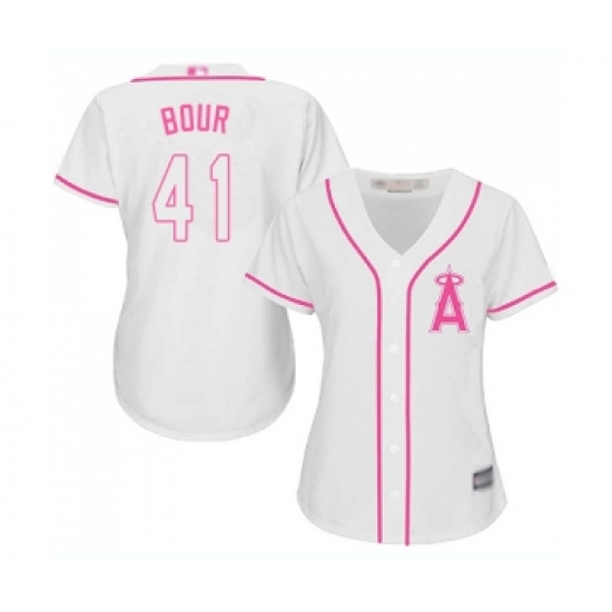 Women's Los Angeles Angels of Anaheim #41 Justin Bour Replica White Fashion Cool Base Baseball Jersey - Ujersey
