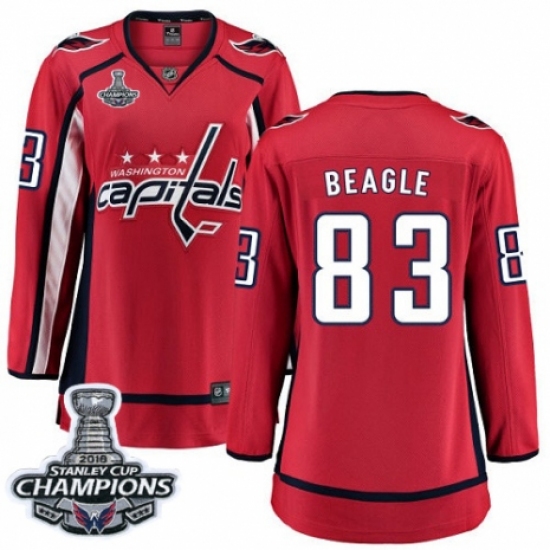 Women's Washington Capitals #83 Jay Beagle Fanatics Branded Red Home Breakaway 2018 Stanley Cup Final Champions NHL Jersey - Ujersey