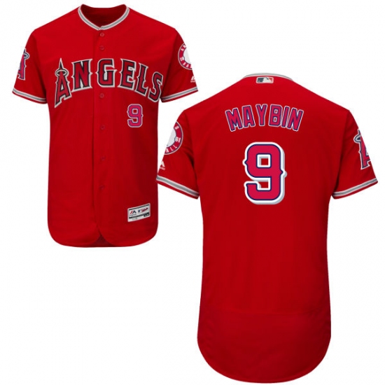 Men's Majestic Los Angeles Angels of Anaheim #9 Cameron Maybin Red Alternate Flexbase Authentic Collection MLB Jersey - Ujersey