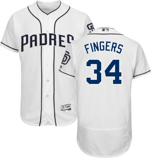 Men's Majestic San Diego Padres #34 Rollie Fingers White Home Flex Base Authentic Collection MLB Jersey - Ujersey