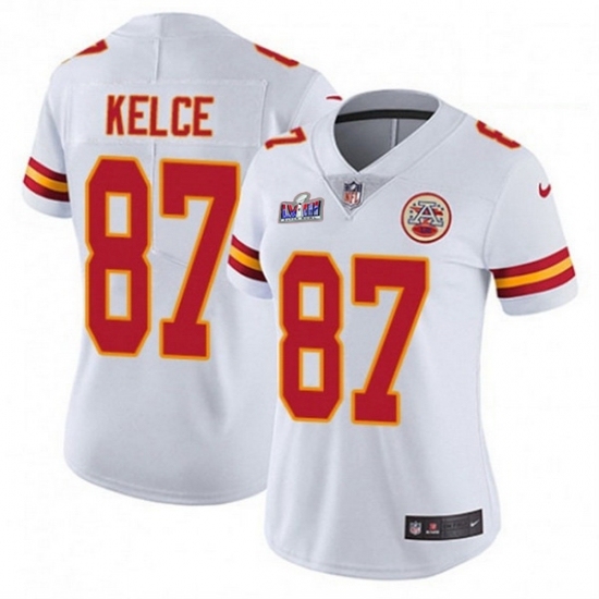 Women's Kansas City Chiefs #87 Travis Kelce White 2023 F U S E Vapor Untouchable Limited Stitched 2024 Super Bowl LVIII Jersey - Ujersey