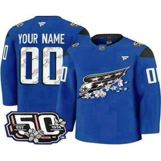 Men's Washington Capitals Customized Blue 50th Anniversary Authentic Jersey - Ujersey