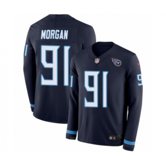 Men's Nike Tennessee Titans #91 Derrick Morgan Limited Navy Blue Therma Long Sleeve NFL Jersey - Ujersey