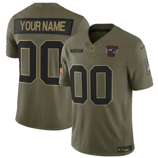 Men's New England Patriots Active Player Custom Olive 2025 F.U.S.E. Salute to Service Limited Stitched Football Jersey - Ujersey