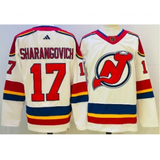 Men's New Jersey Devils #17 Yegor Sharangovich White 2022 Reverse Retro Authentic Jersey - Ujersey