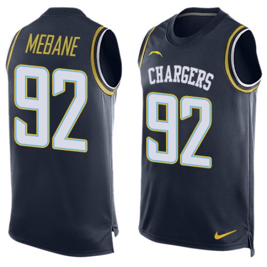 Men's Nike Los Angeles Chargers #92 Brandon Mebane Limited Navy Blue Player Name & Number Tank Top NFL Jersey - Ujersey