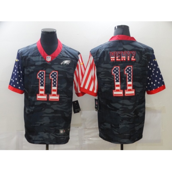 Men's Philadelphia Eagles #11 Carson Wentz Camo Flag Nike Limited Jersey - Ujersey
