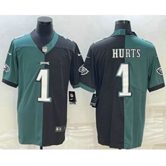 Men's Philadelphia Eagles #1 Jalen Hurts Green Black Two Tone Vapor Untouchable Stitched Limited Jersey - Ujersey