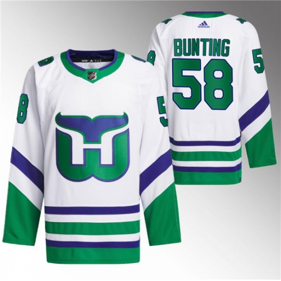 Men's Carolina Hurricanes #58 Michael Bunting White 2023-24 Stitched Jersey - Ujersey