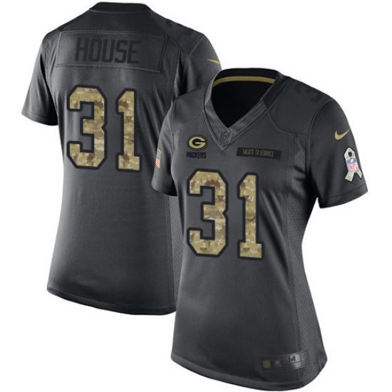 Women's Nike Green Bay Packers #31 Davon House Limited Black 2016 Salute to Service NFL Jersey - Ujersey
