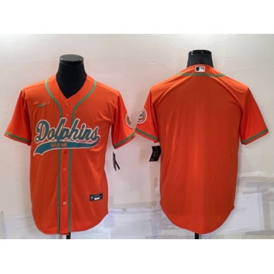 Men's Miami Dolphins Blank Orange Stitched Cool Base Nike Baseball Jersey - Ujersey
