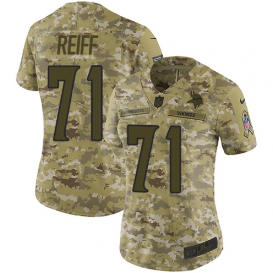 Women's Nike Minnesota Vikings #71 Riley Reiff Limited Camo 2018 Salute to Service NFL Jersey - Ujersey