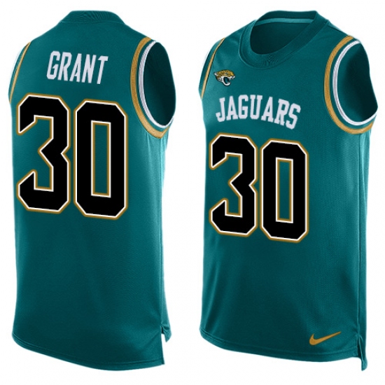Men's Nike Jacksonville Jaguars #30 Corey Grant Limited Teal Green Player Name & Number Tank Top NFL Jersey - Ujersey