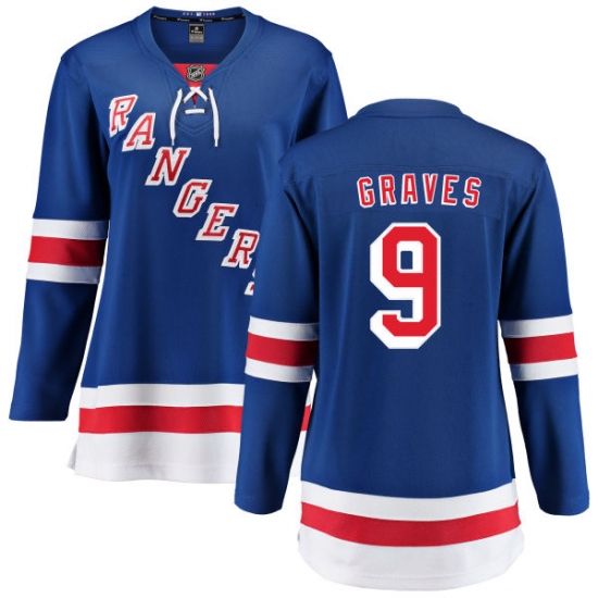 Women's New York Rangers #9 Adam Graves Fanatics Branded Royal Blue Home Breakaway NHL Jersey - Ujersey