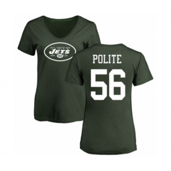 Football Women's New York Jets #56 Jachai Polite Green Name & Number Logo T-Shirt - Ujersey