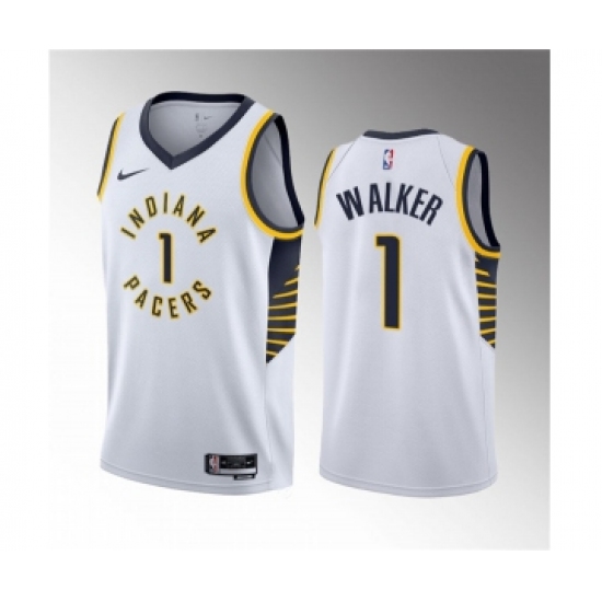 Men's Indiana Pacers #1 Jarace Walker White 2023 Draft Association Edition Stitched Basketball Jersey - Ujersey