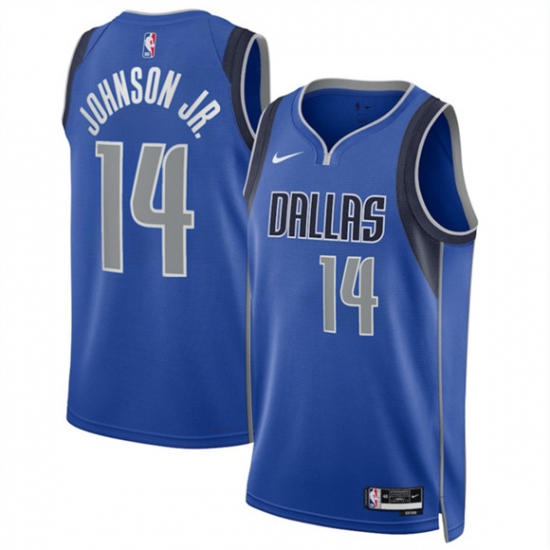 Men's Dallas Mavericks #14 Morez Johnson Jr Blue 2026 Draft Icon Edition Stitched Basketball Jersey