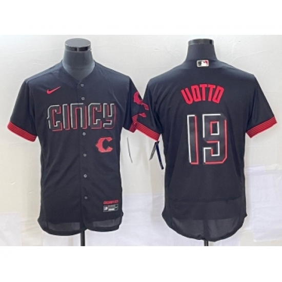 Men's Cincinnati Reds #19 Joey Votto Black 2023 City Connect Flex Base Stitched Jersey - Ujersey