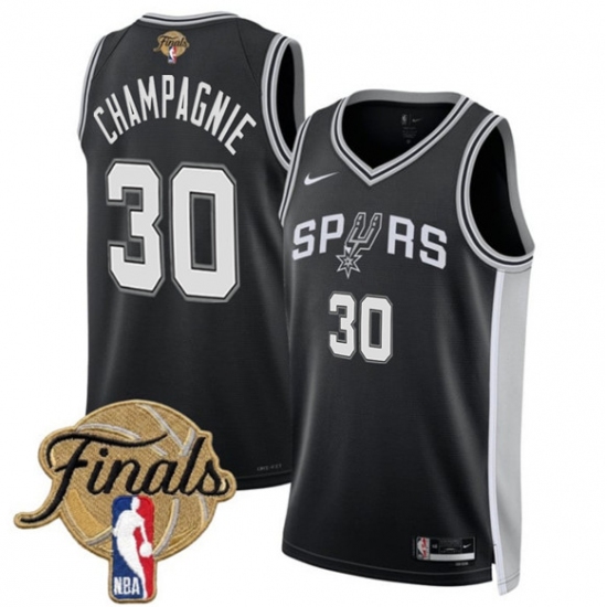 Men's San Antonio Spurs #30 Julian Champagnie Black 2026 Finals Icon Edition Stitched Basketball Jersey
