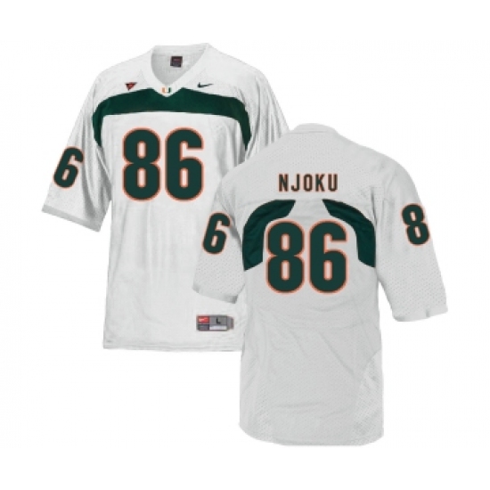 Miami Hurricanes 86 David Njoku White College Football Jersey - Ujersey