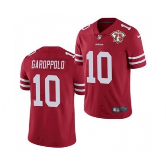 Men's San Francisco 49ers #10 Jimmy Garoppolo Red 2021 75th Anniversary Vapor Untouchable Limited Jersey - Ujersey