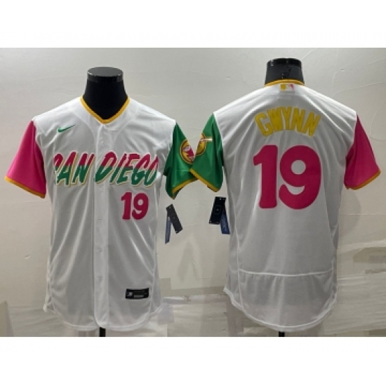 Men's San Diego Padres #19 Tony Gwynn White Number 2022 City Connect Flex Base Stitched Jersey - Ujersey