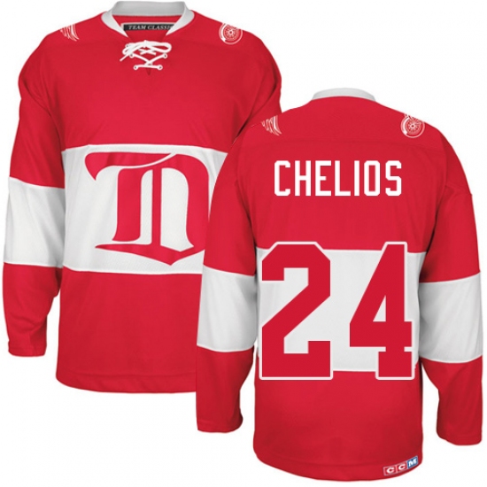 Men's CCM Detroit Red Wings #24 Chris Chelios Authentic Red Winter Classic Throwback NHL Jersey - Ujersey