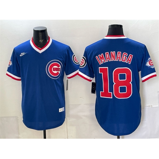 Men's Chicago Cubs #18 Shota Imanaga Royal 150th Anniversary Throwback Vapor Limited Stitched Baseball Jersey - Ujersey