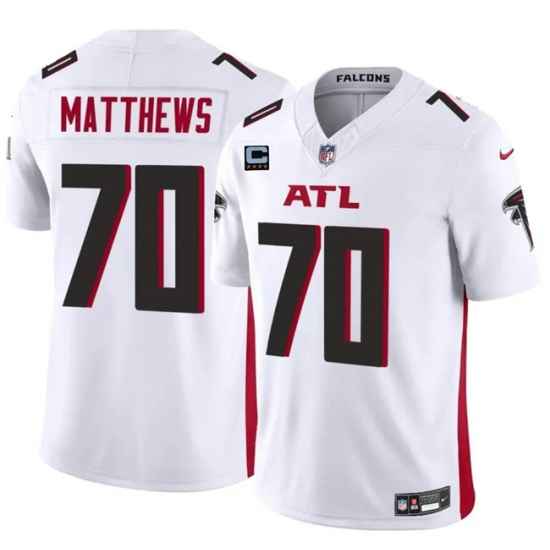 Men's Atlanta Falcons #70 Jake Matthews White 2024 F.U.S.E With 4-Star C Vapor Untouchable Limited Stitched Football Jersey - Ujersey