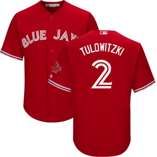 Youth Majestic Toronto Blue Jays #2 Troy Tulowitzki Authentic Scarlet Alternate MLB Jersey - Ujersey
