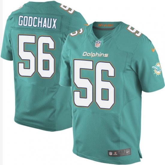 Men's Nike Miami Dolphins #56 Davon Godchaux Elite Aqua Green Team Color NFL Jersey - Ujersey