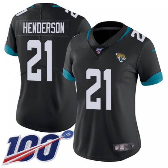 Women's Jacksonville Jaguars #21 C.J. Henderson Black Team Color Stitched 100th Season Vapor Untouchable Limited Jersey - Ujersey