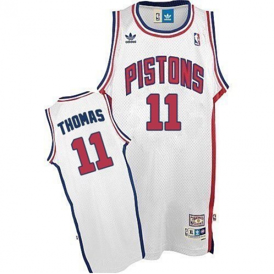 Men's Adidas Detroit Pistons #11 Isiah Thomas Authentic White Throwback NBA Jersey - Ujersey