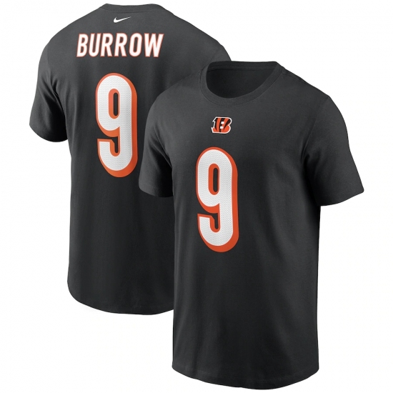 Men's Cincinnati Bengals #9 Joe Burrow Nike Black 2020 NFL Draft First Round Pick Player Name & Number T-Shirt.webp - Ujersey