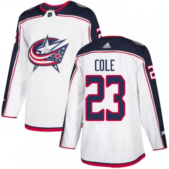 Men's Adidas Columbus Blue Jackets #23 Ian Cole Authentic White Away NHL Jersey - Ujersey