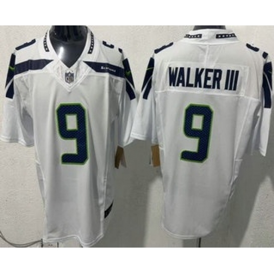 Men's Seattle Seahawks #9 Kenneth Walker III Limited White FUSE Vapor Jersey - Ujersey