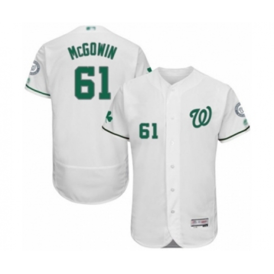 Men's Washington Nationals #61 Kyle McGowin White Celtic Flexbase Authentic Collection Baseball Player Jersey