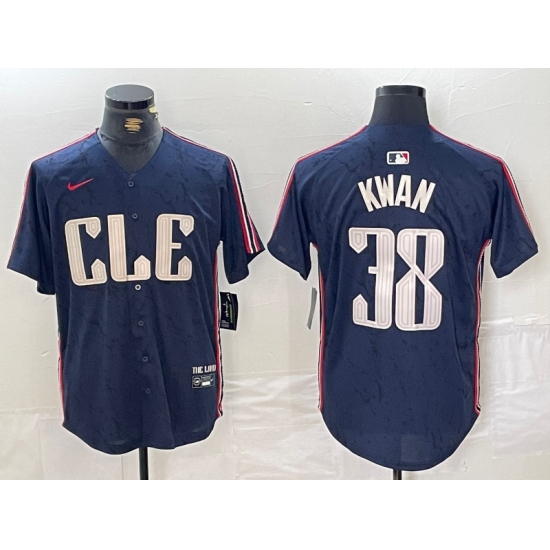 Men's Cleveland Guardians #38 Steven Kwan Navy 2024 City Connect Limited Stitched Jersey - Ujersey