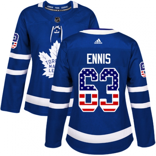 Women's Adidas Toronto Maple Leafs #63 Tyler Ennis Authentic Royal Blue USA Flag Fashion NHL Jersey - Ujersey