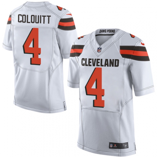 Men's Nike Cleveland Browns #4 Britton Colquitt Elite White NFL Jersey - Ujersey