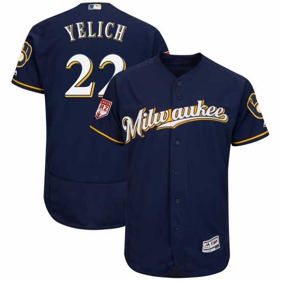 Men's Milwaukee Brewers #22 Christian Yelich Navy 2019 Spring Training Flex Base Stitched MLB Jersey - Ujersey