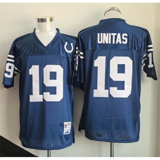 Men's Indianapolis Colts #19 Johnny Unitas Blue Throwback Stitched Football Jersey - Ujersey